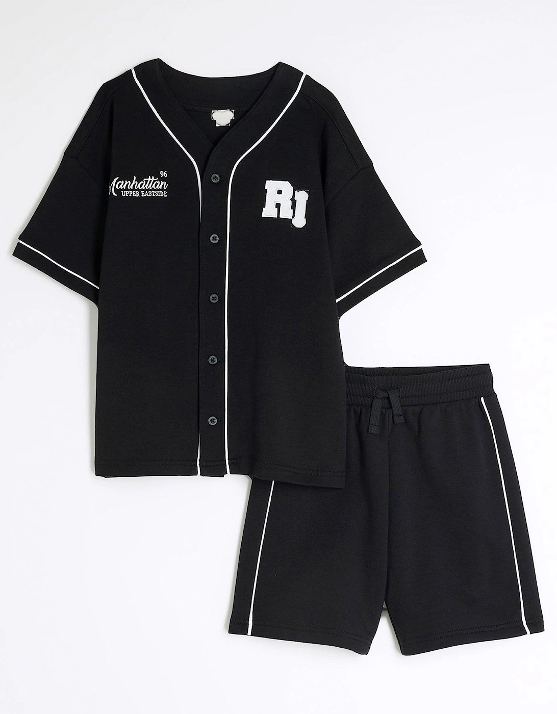 Boys Sporty Shirt & Shorts Set - Black, 2 of 1