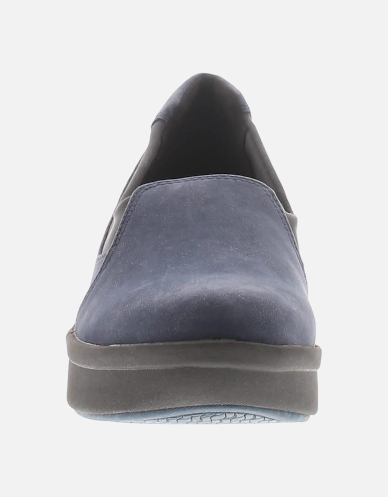 Womens Wedges Step Rose Moon Slip On navy UK Size