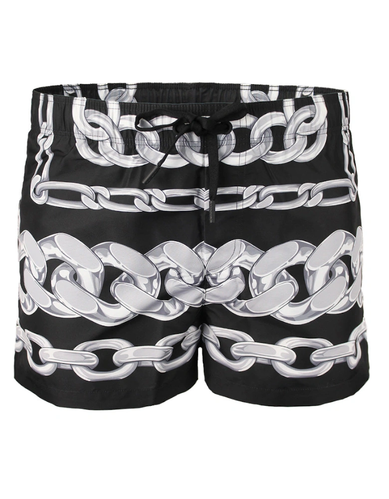 Medusa Chains Swim Shorts, Black/Silver