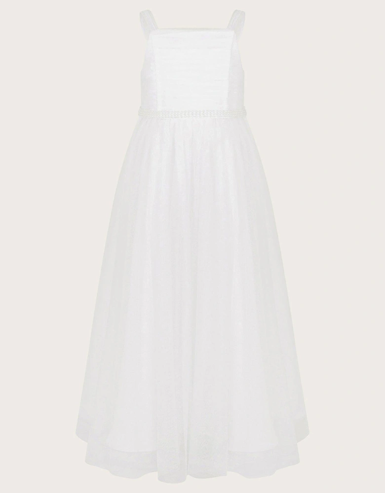 Girls Fleur Communion Pearl Dress - White