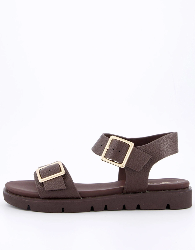 Comfort Double Buckle Sandals - Brown