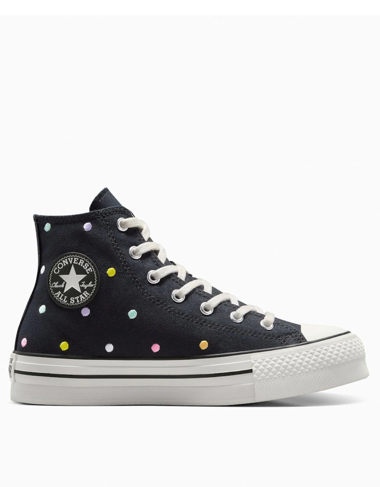 Kids Chuck Taylor All Star Eva Lift Polyester Canvas Hi-Top Trainers - Black