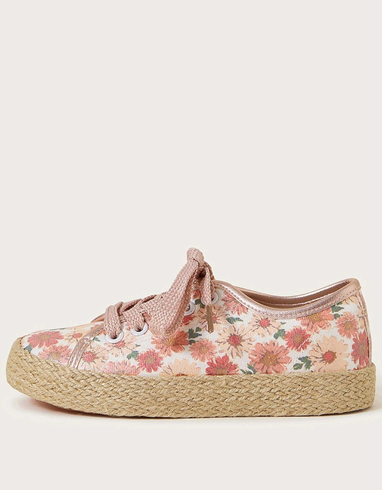 Girls Floral Print Espadrille Trainers - Multi