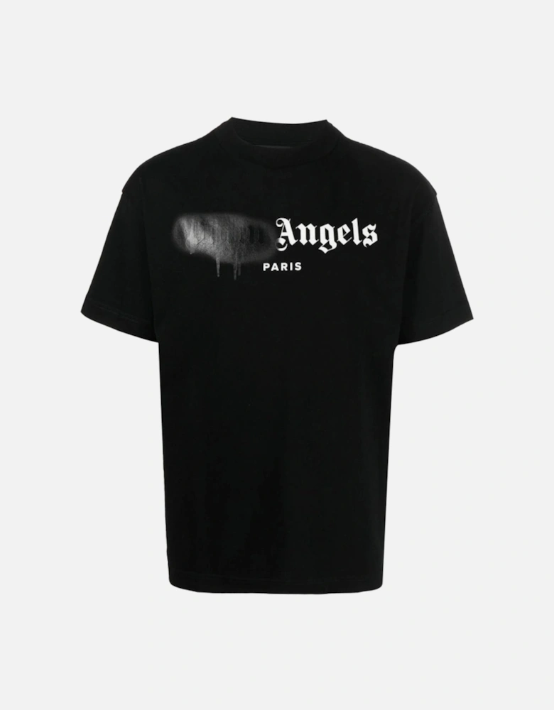 Paris Black Sprayed T-Shirt in Black