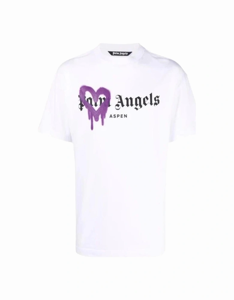 Purple Heart Sprayed Aspen Printed T-Shirt in White