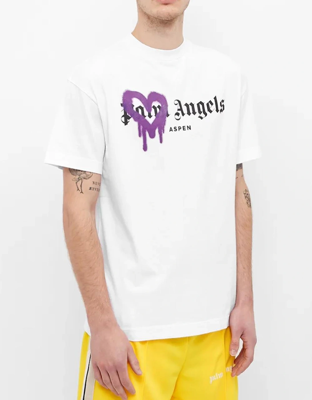 Purple Heart Sprayed Aspen Printed T-Shirt in White