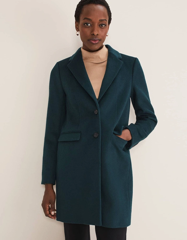 Lydia Forest Green Wool Smart Coat