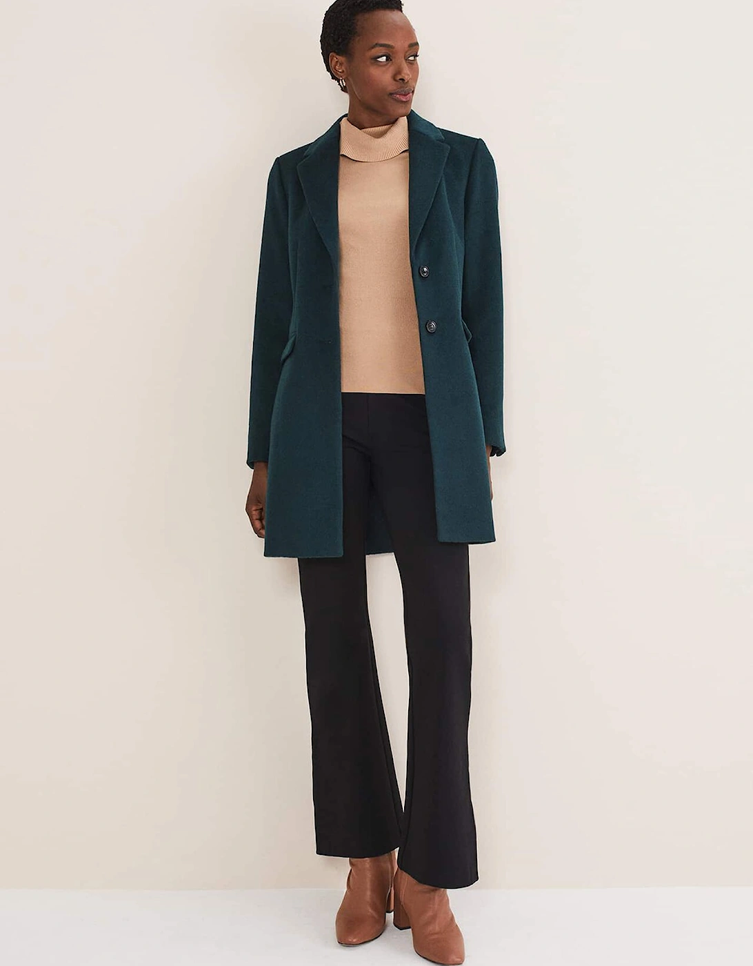 Lydia Forest Green Wool Smart Coat