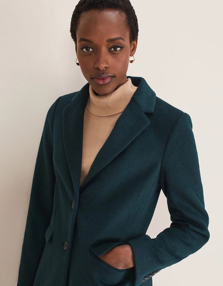 Lydia Forest Green Wool Smart Coat