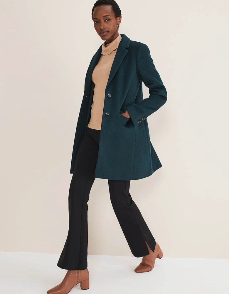 Lydia Forest Green Wool Smart Coat