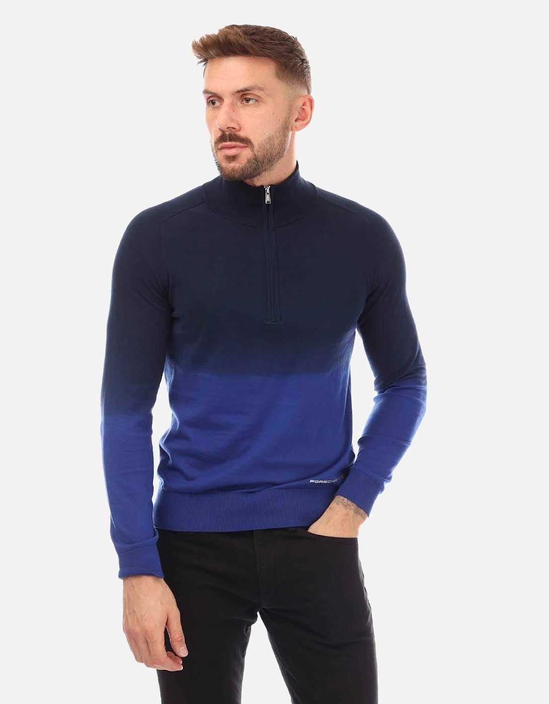 Hugo Boss Men's Gesso Half Zip Sweater - Blue - Size: 40