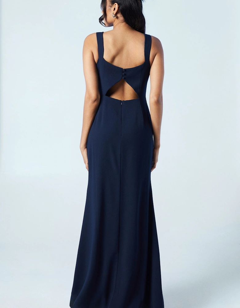 Cut Out Back Detail Crepe Bridesmaid Dress