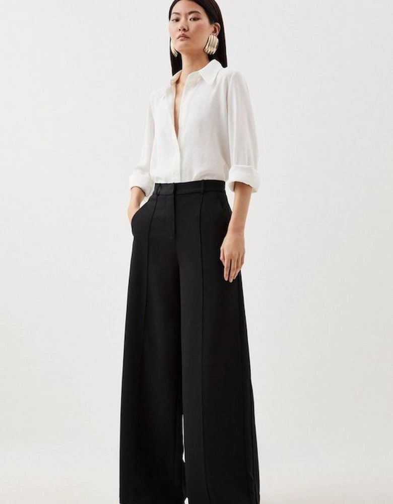 Tall Premium Woven Viscose Crepe Wide Leg Trouser