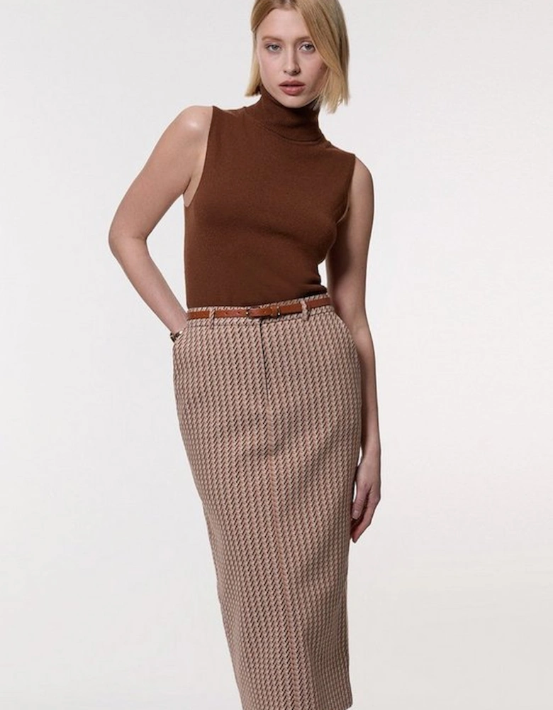 Jacquard Tailored Maxi Pencil Skirt