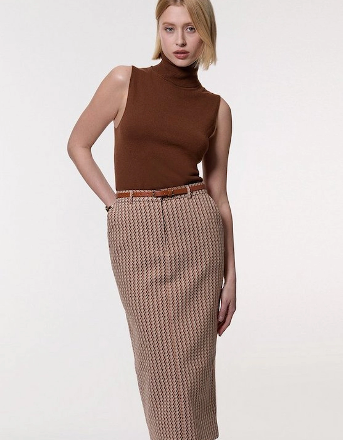 Jacquard Tailored Maxi Pencil Skirt, 5 of 4