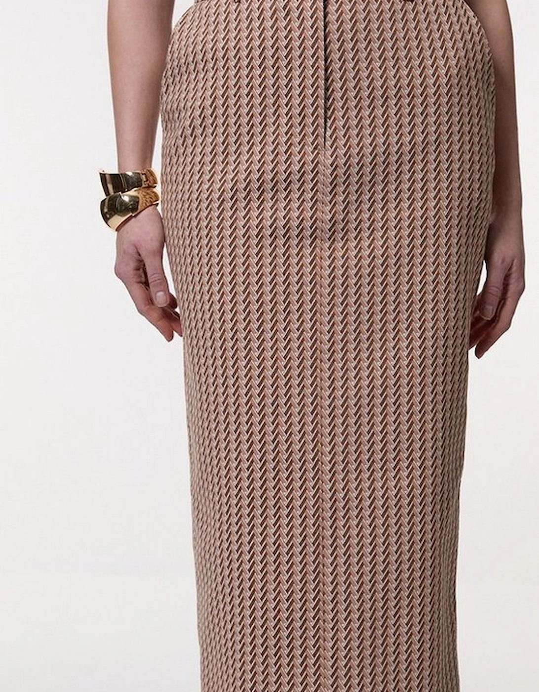 Jacquard Tailored Maxi Pencil Skirt