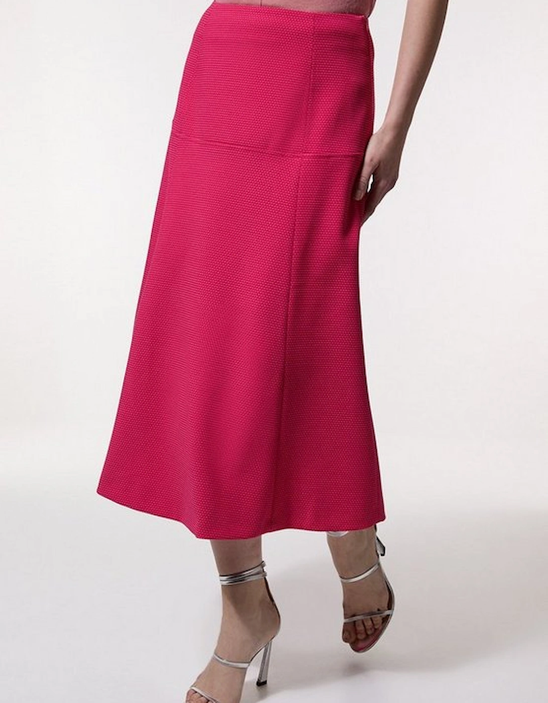 Tailored Textured Full Midi Skirt