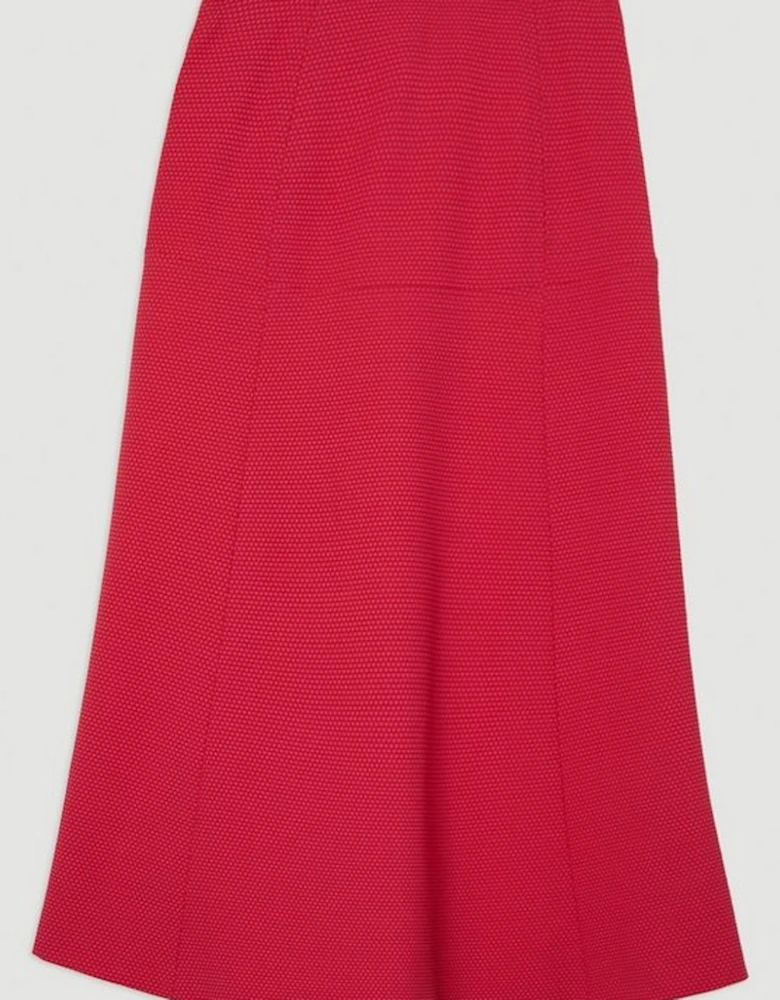 Tailored Textured Full Midi Skirt