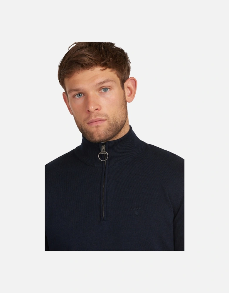 Cotton Half Zip Knitwear Navy