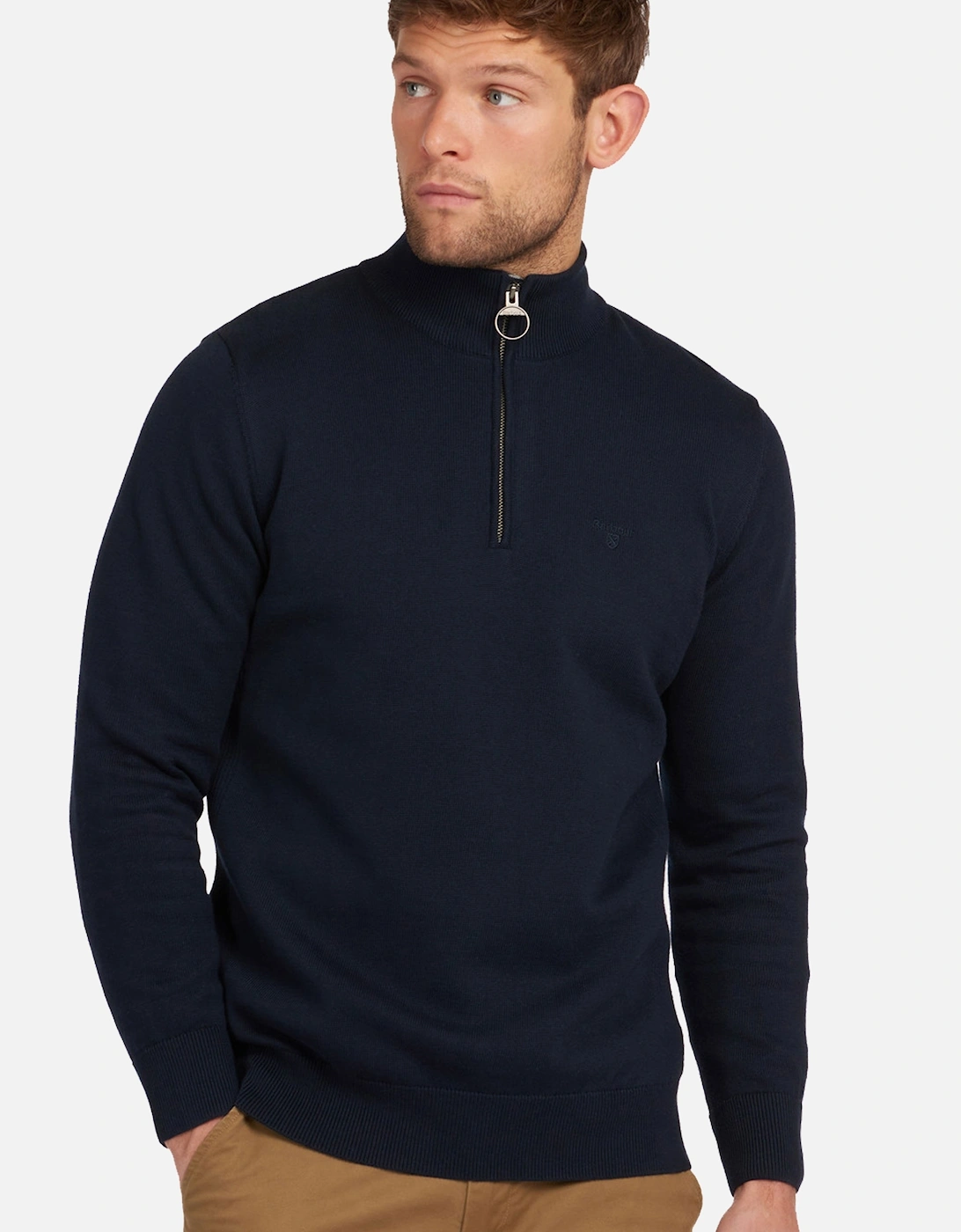 Cotton Half Zip Knitwear Navy