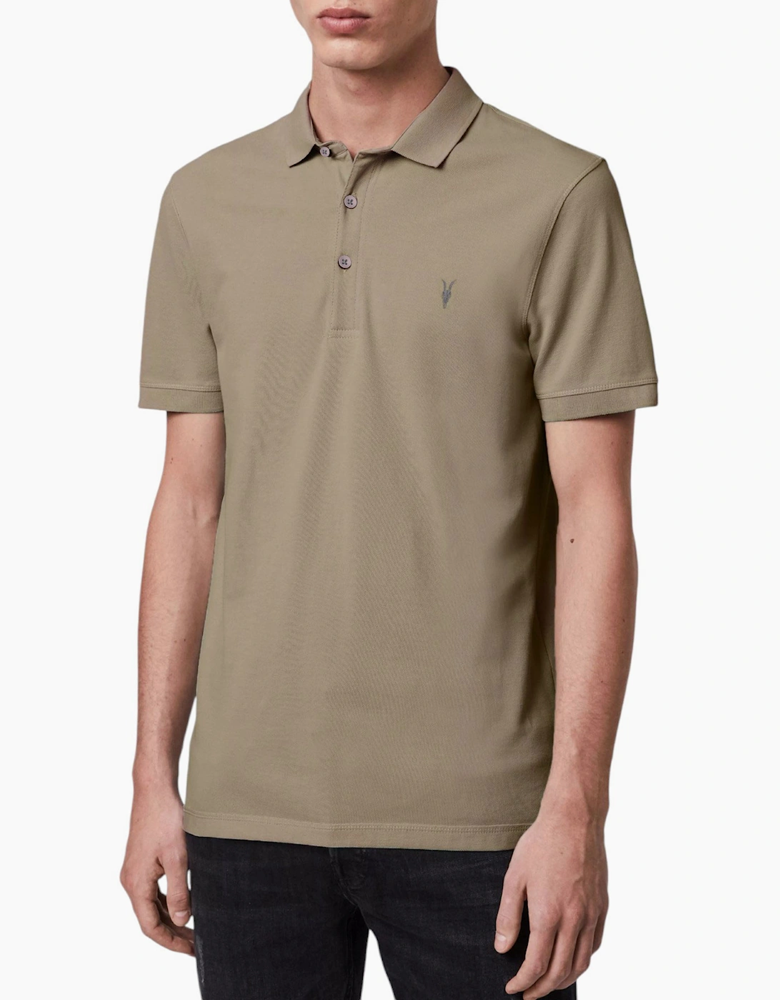 Allsaints Men's Tan All Saints Reform Polo Shirt Summer Pique Polo Casual Solid Polo T Shirts  40 L