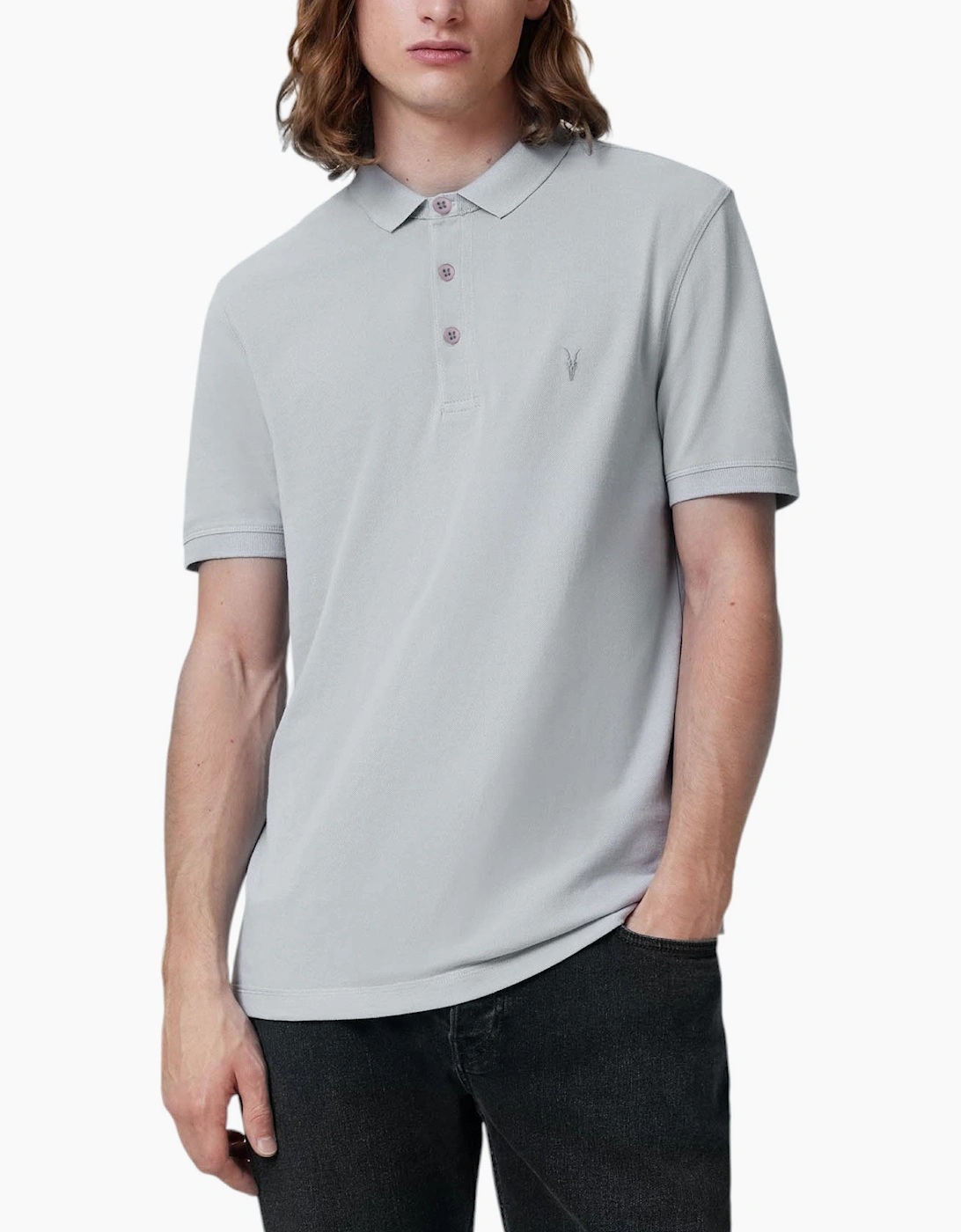 Allsaints Men's Grey All Saints Reform Polo Shirt Summer Cotton Top - Size: 42
