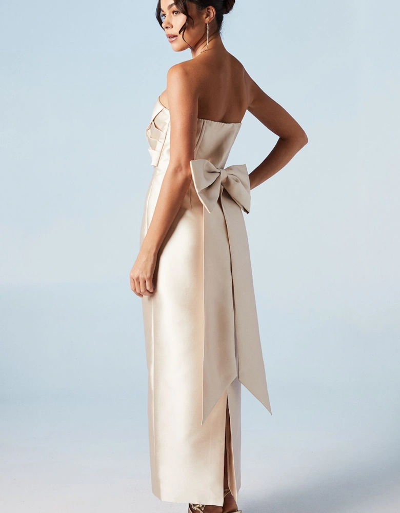 Bandeau Twill Bow Back Bridesmaids Dress