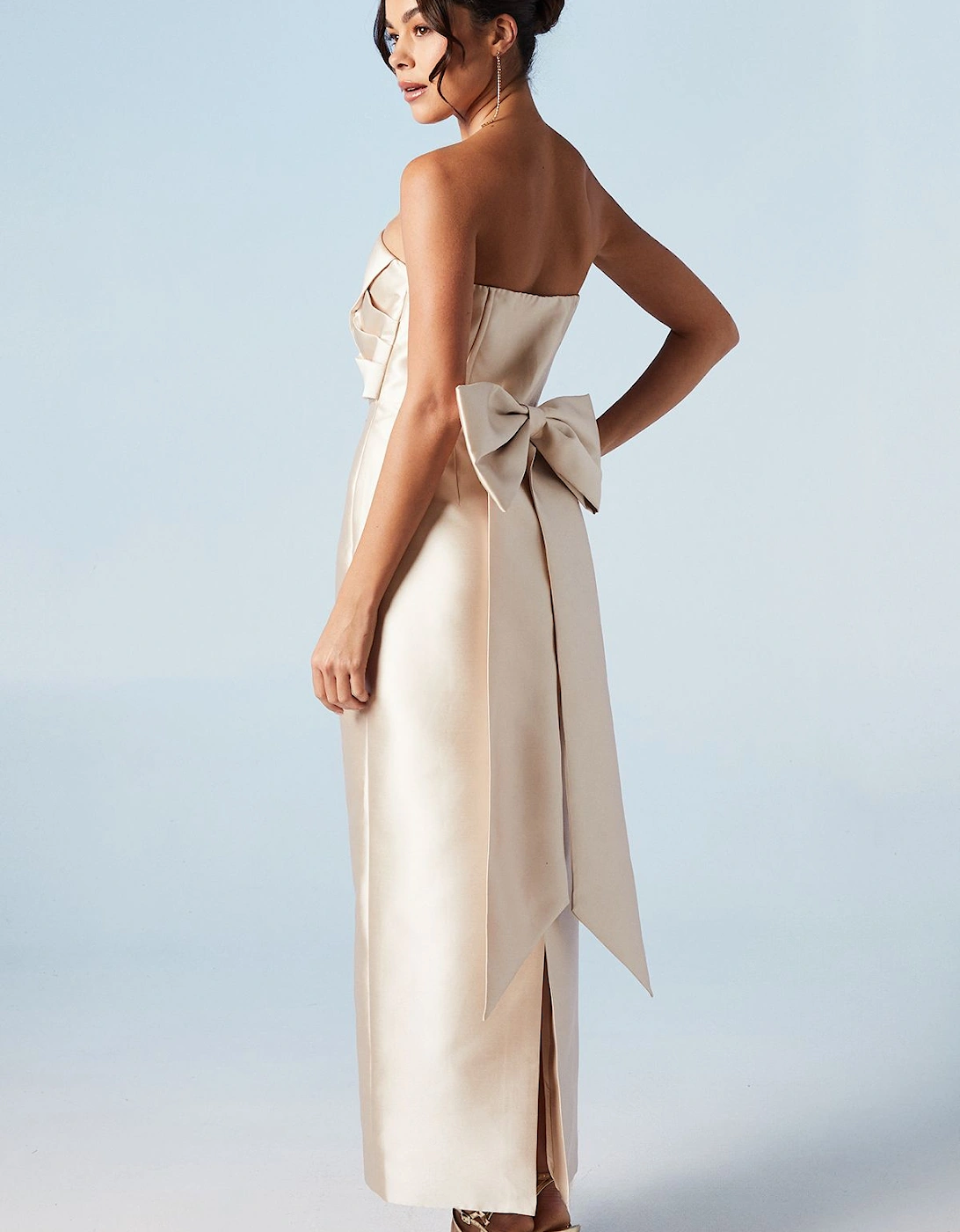 Bandeau Twill Bow Back Bridesmaids Dress