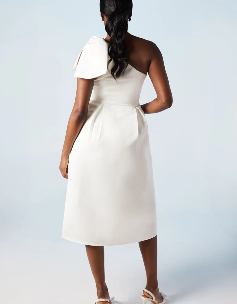 Statement Bow Bardot Bridal Midi Dress