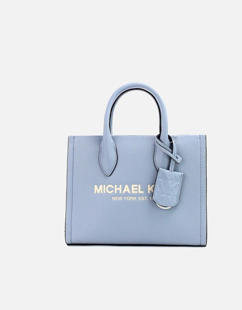 Pebbled Leather Top Zip Shopper Tote with Crossbody Strap Women - Pale