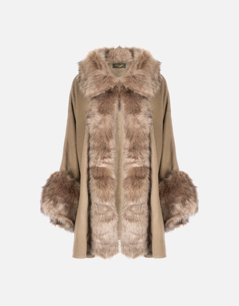 Mocha Luxury Faux Fur Fine Knitted Coat