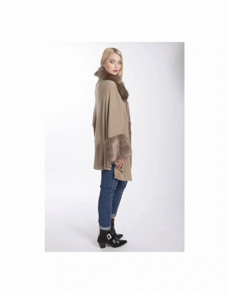 Mocha Luxury Faux Fur Fine Knitted Coat