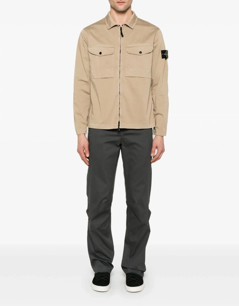 Patch Pocket Compass Overshirt Beige