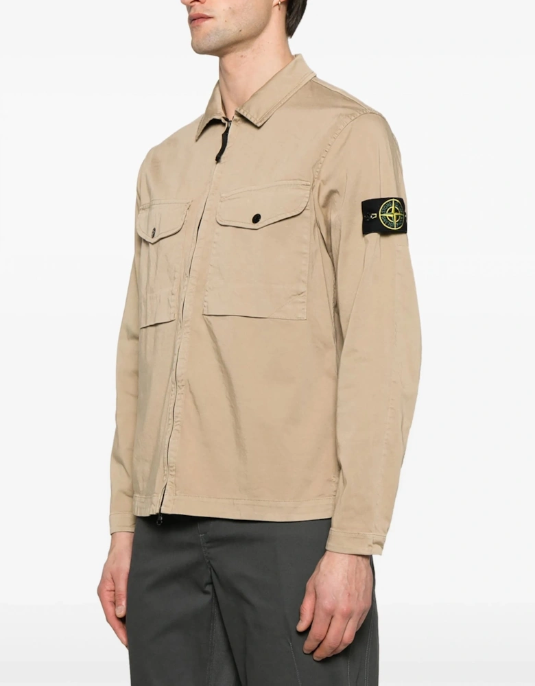 Patch Pocket Compass Overshirt Beige