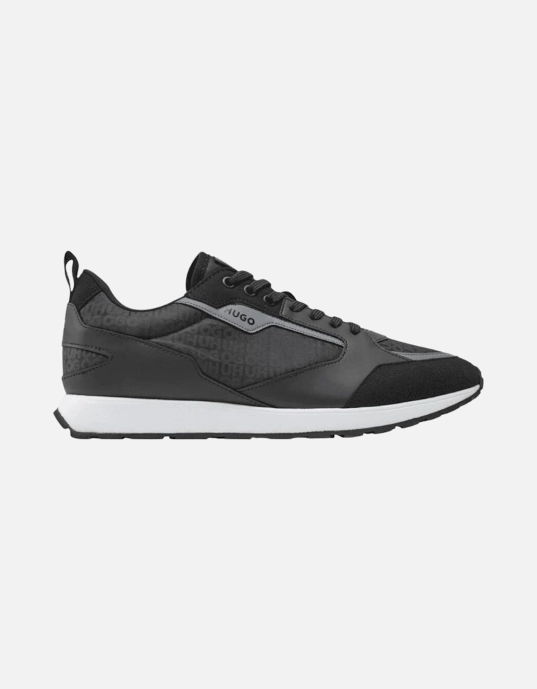 Icelin_Runn Mixed Material Black Sneaker Trainers