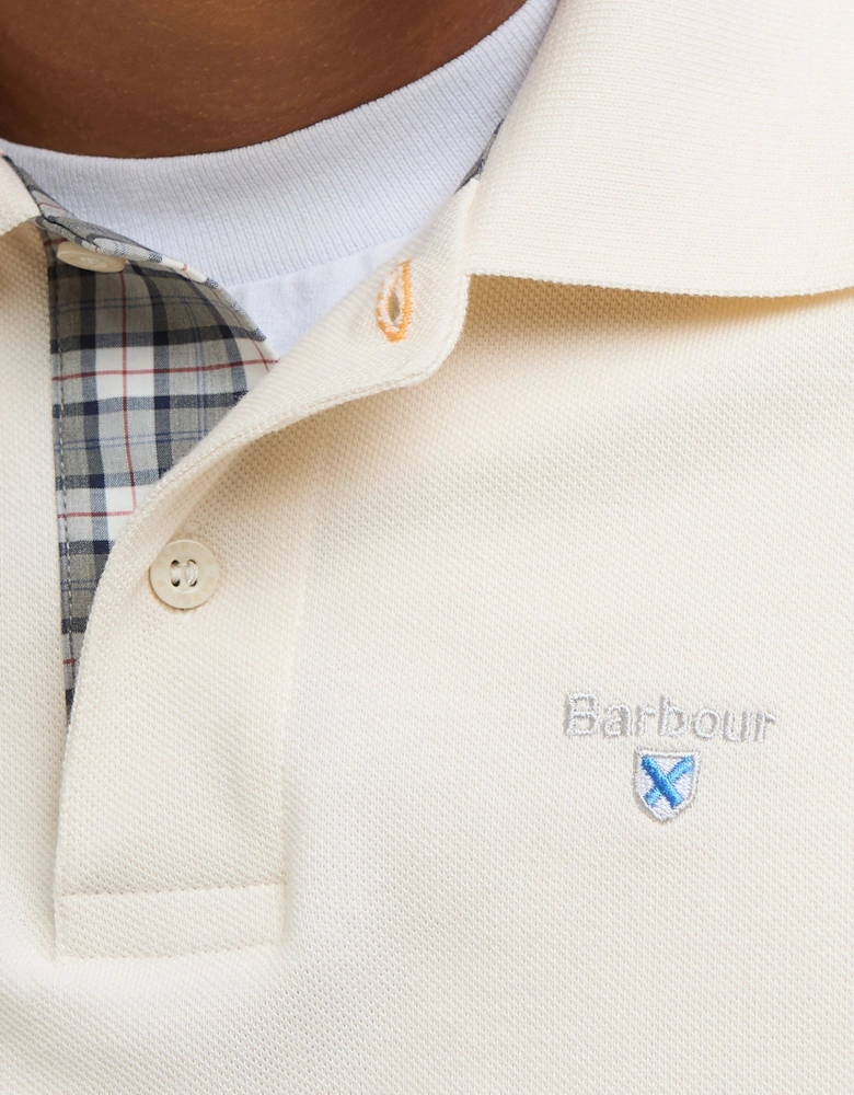 Tartan Pique Polo Antique White