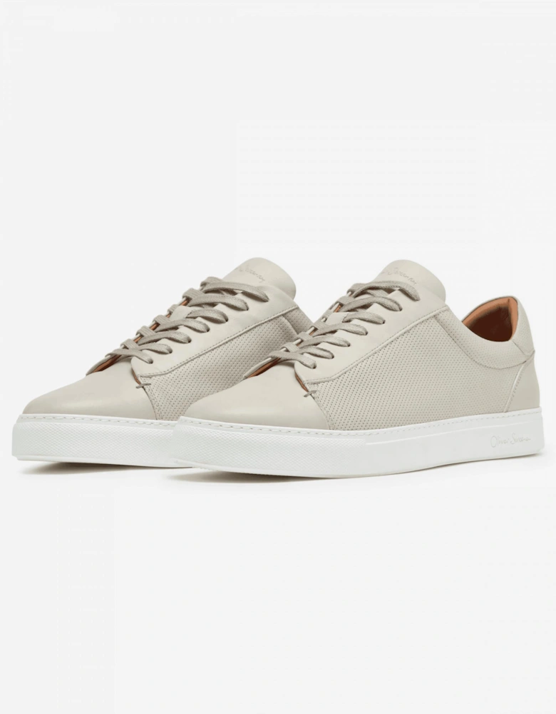 Almada Mens Perforated Leather Trainers