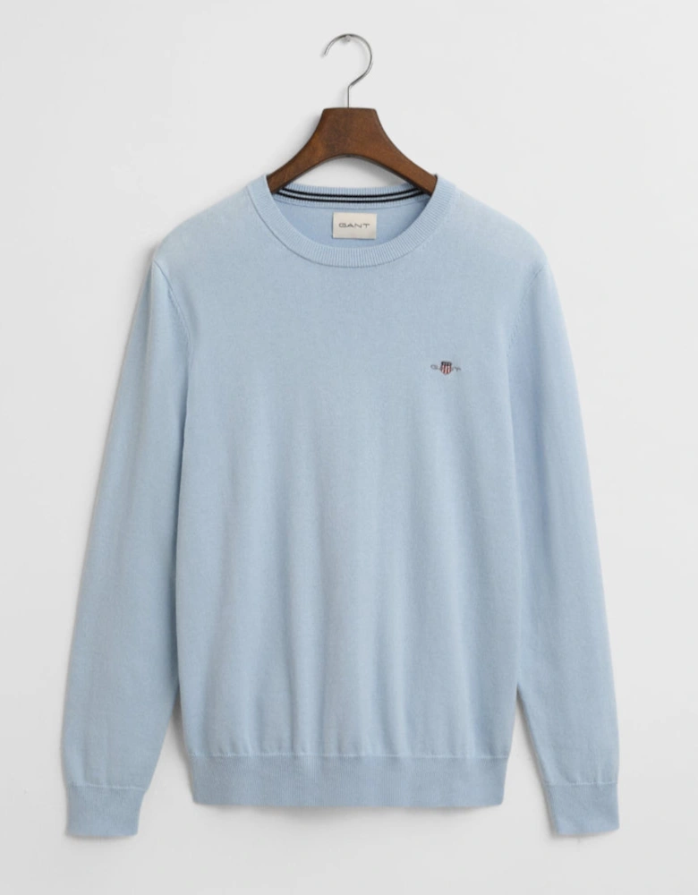 Classic Cotton Crew Neck Jumper, Fresh Blue