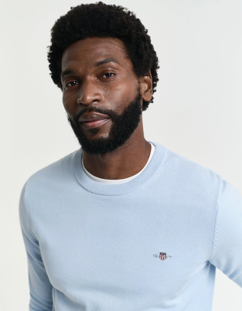 Classic Cotton Crew Neck Jumper, Fresh Blue