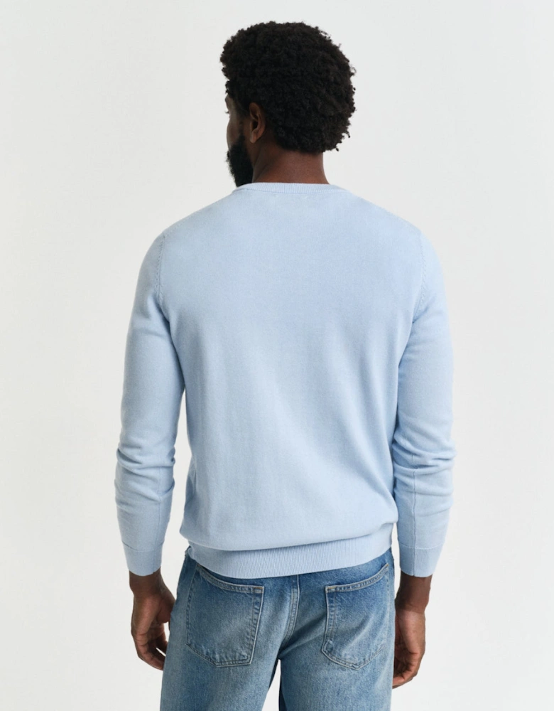 Classic Cotton Crew Neck Jumper, Fresh Blue