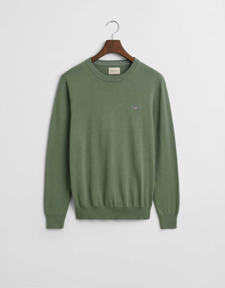 Classic Cotton Crew Neck Jumper, Kalamata Green