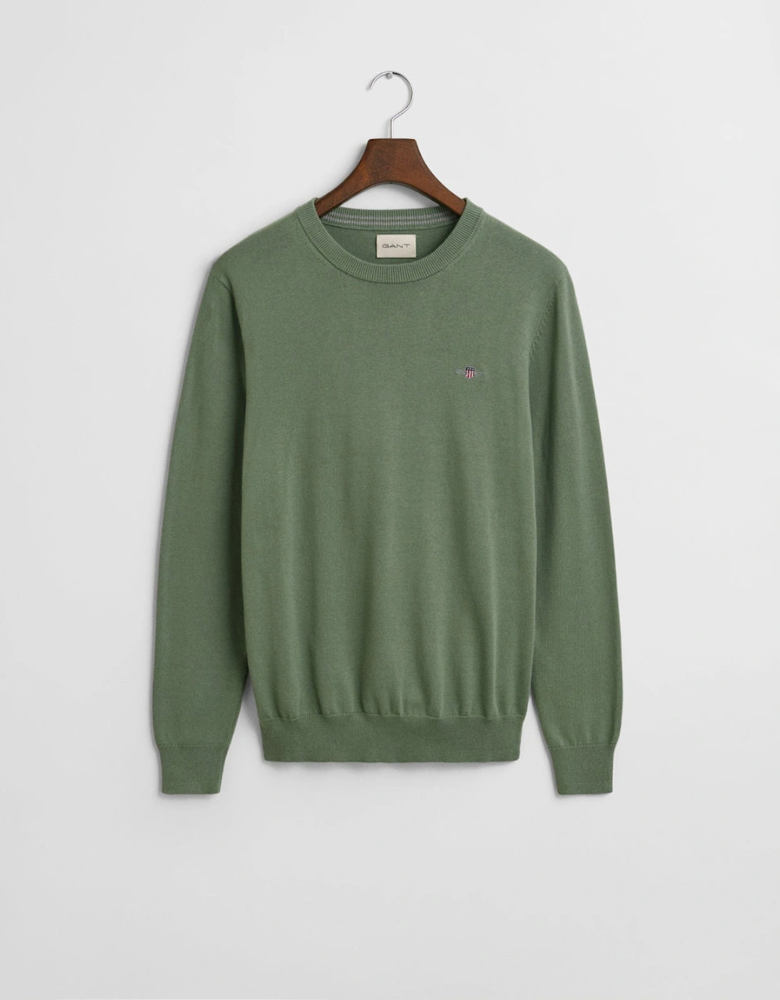 Classic Cotton Crew Neck Jumper, Kalamata Green