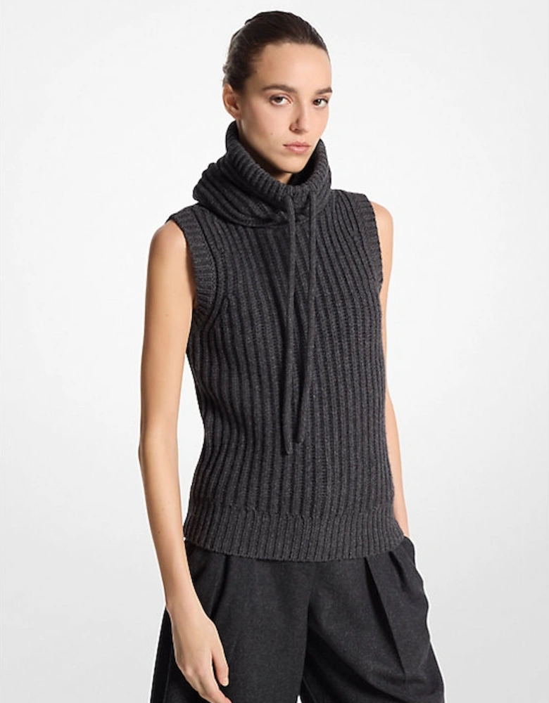 Cashmere Sleeveless Funnel-Neck Sweater