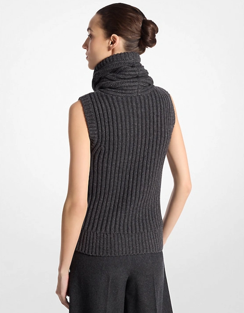 Cashmere Sleeveless Funnel-Neck Sweater