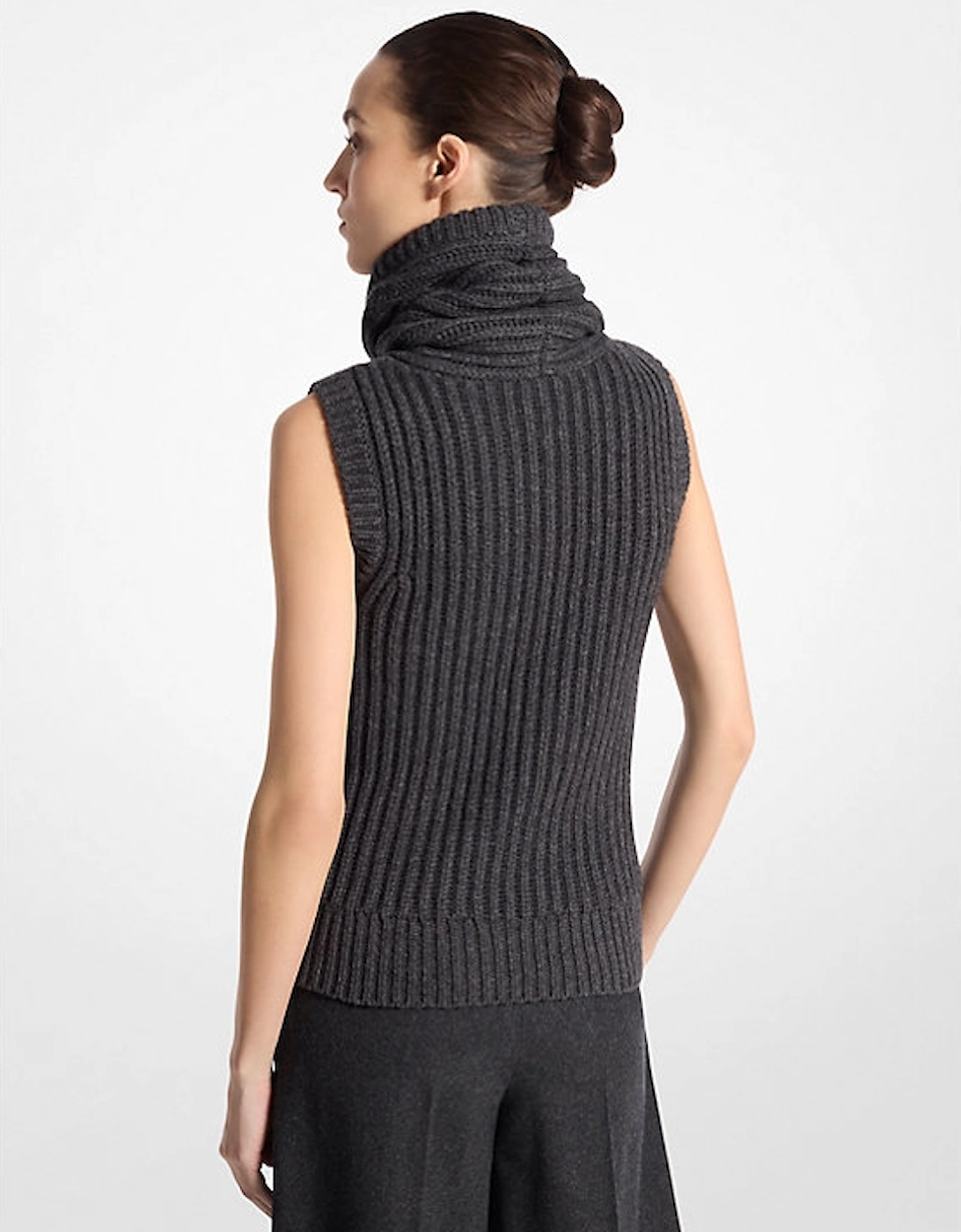 Cashmere Sleeveless Funnel-Neck Sweater