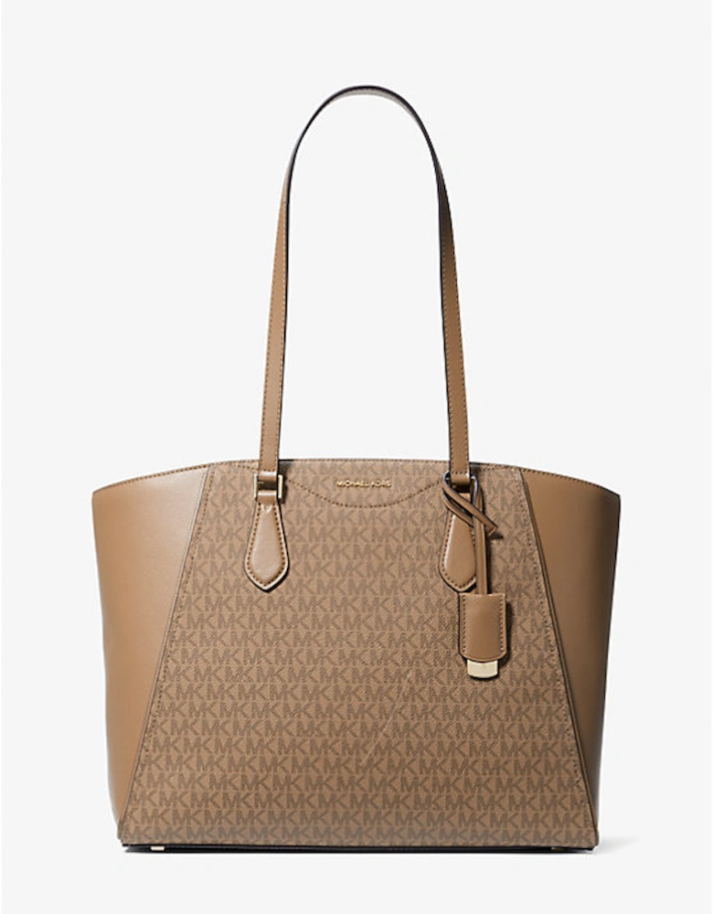 Taryn Large Signature Logo and Leather Tote Bag