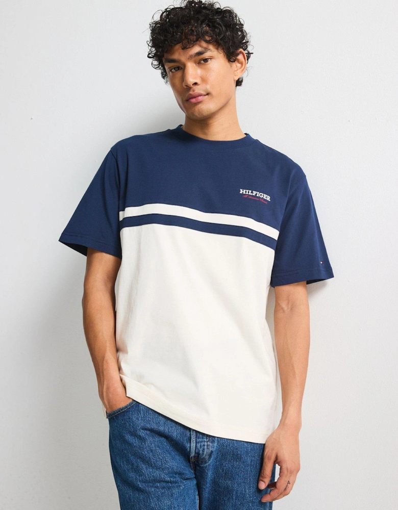 Monotype Colourblock T-Shirt - Dark Blue