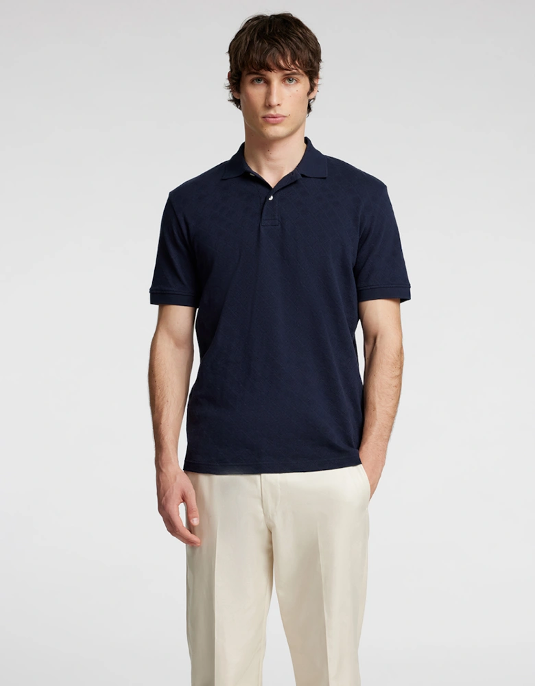 Homme Paul Jacquard Short Sleeve Polo Sky Captain