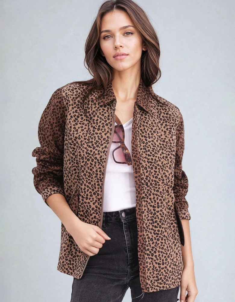 Maeva Leopard Print Jacket - Beige