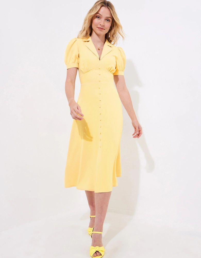 Sophia Vintage Midi Tea Dress - Yellow